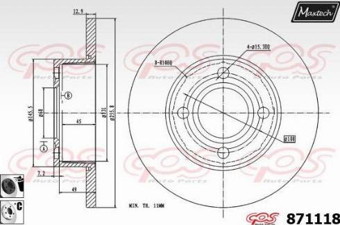 Maxtech 871118.6060 - Гальмівний диск autozip.com.ua