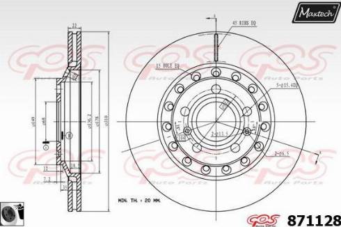 Maxtech 871128.0060 - Гальмівний диск autozip.com.ua