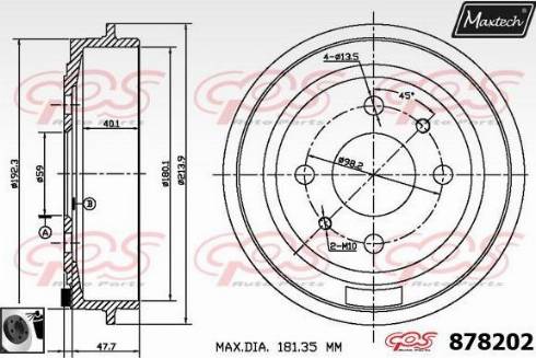 Maxtech 878202.0060 - Гальмівний барабан autozip.com.ua