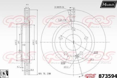 Maxtech 873594.0080 - Гальмівний диск autozip.com.ua