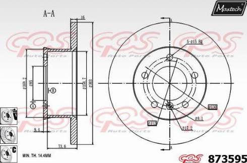 Maxtech 873595.6880 - Гальмівний диск autozip.com.ua