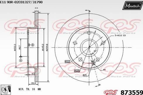 Maxtech 873559.0080 - Гальмівний диск autozip.com.ua