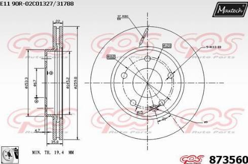 Maxtech 873560.0080 - Гальмівний диск autozip.com.ua