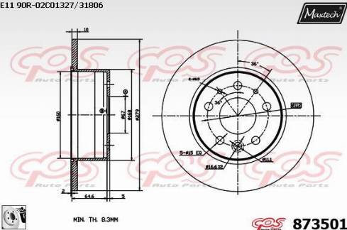 Maxtech 873501.0080 - Гальмівний диск autozip.com.ua