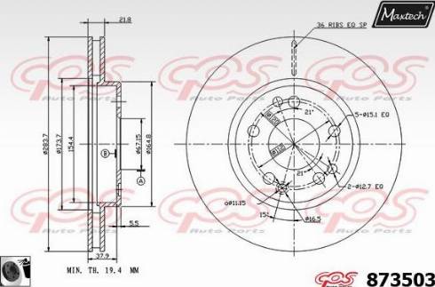 Maxtech 873503.0060 - Гальмівний диск autozip.com.ua