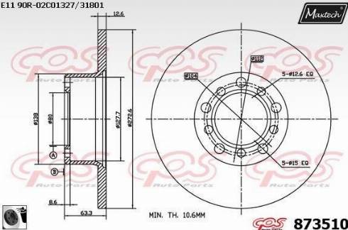 Maxtech 873510.0060 - Гальмівний диск autozip.com.ua