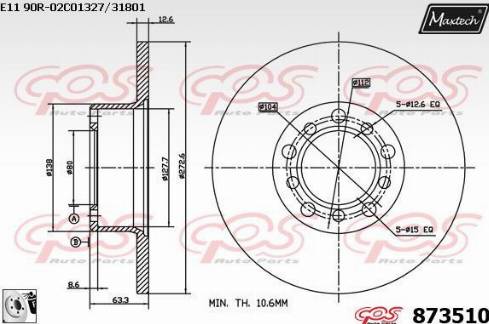 Maxtech 873510.0080 - Гальмівний диск autozip.com.ua