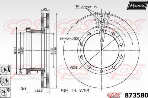 Maxtech 873580.6880 - Гальмівний диск autozip.com.ua