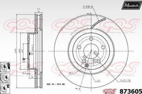 Maxtech 873605.6880 - Гальмівний диск autozip.com.ua