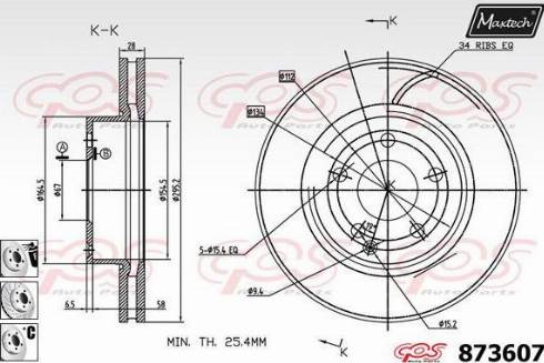 Maxtech 873607.6980 - Гальмівний диск autozip.com.ua