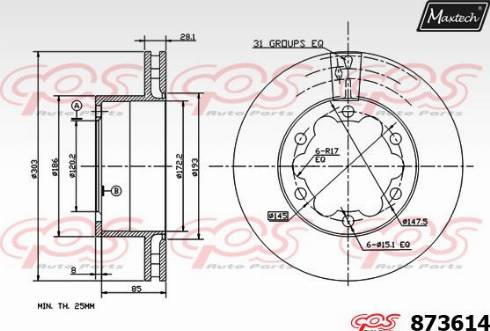 Maxtech 873614.0000 - Гальмівний диск autozip.com.ua