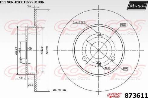 Maxtech 873611.0000 - Гальмівний диск autozip.com.ua