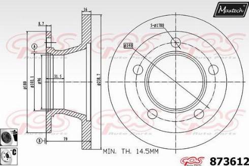 Maxtech 873612.6060 - Гальмівний диск autozip.com.ua