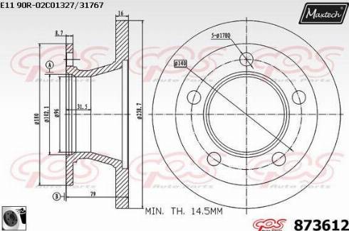 Maxtech 873612.0060 - Гальмівний диск autozip.com.ua