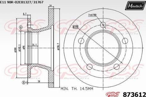 Maxtech 873612.0000 - Гальмівний диск autozip.com.ua