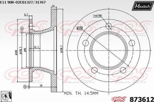 Maxtech 873612.0080 - Гальмівний диск autozip.com.ua