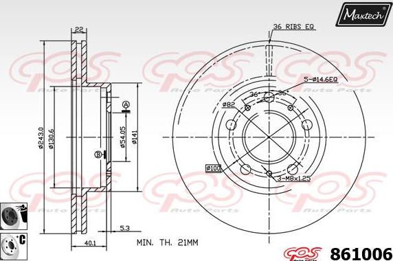 Maxtech 873630 - Гальмівний диск autozip.com.ua