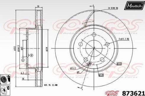 Maxtech 873621.6060 - Гальмівний диск autozip.com.ua