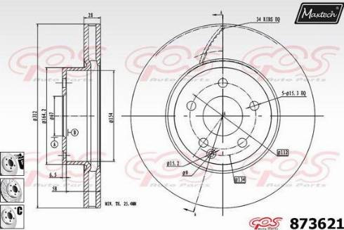 Maxtech 873621.6880 - Гальмівний диск autozip.com.ua