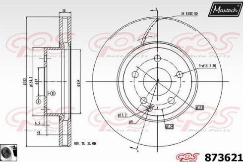 Maxtech 873621.0060 - Гальмівний диск autozip.com.ua