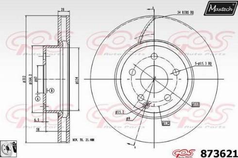 Maxtech 873621.0080 - Гальмівний диск autozip.com.ua