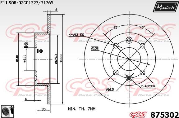 Maxtech 873096 - Гальмівний диск autozip.com.ua