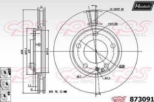 Maxtech 873091.6880 - Гальмівний диск autozip.com.ua