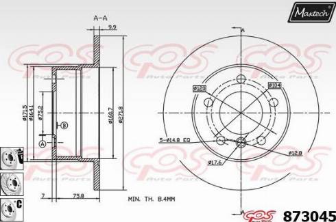 Maxtech 873045.6880 - Гальмівний диск autozip.com.ua