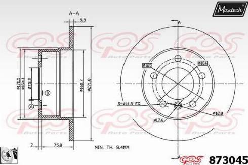 Maxtech 873045.0080 - Гальмівний диск autozip.com.ua