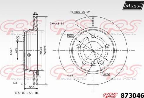 Maxtech 873046.0000 - Гальмівний диск autozip.com.ua