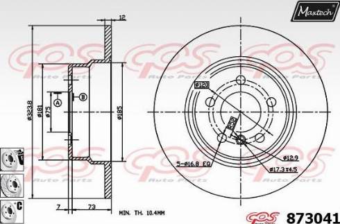 Maxtech 873041.6880 - Гальмівний диск autozip.com.ua