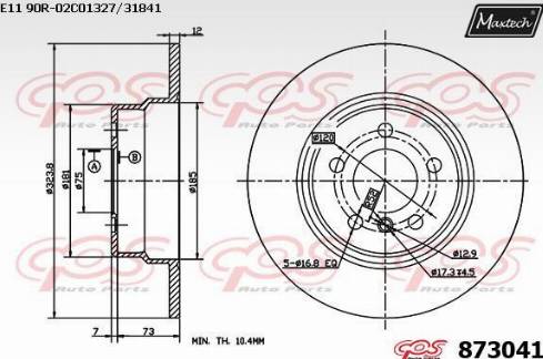 Maxtech 873041.0000 - Гальмівний диск autozip.com.ua