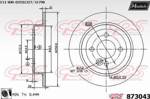 Maxtech 873043.0060 - Гальмівний диск autozip.com.ua