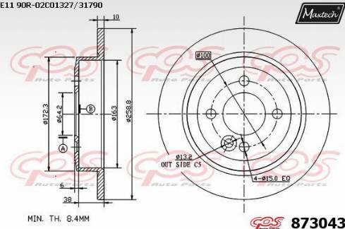 Maxtech 873043.0000 - Гальмівний диск autozip.com.ua