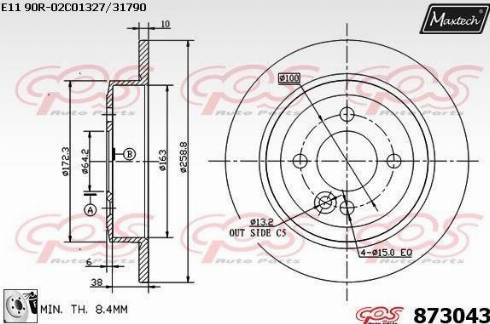 Maxtech 873043.0080 - Гальмівний диск autozip.com.ua