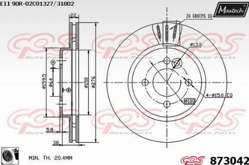 Maxtech 873042.0060 - Гальмівний диск autozip.com.ua