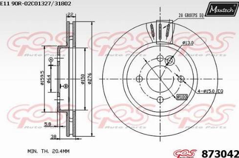 Maxtech 873042.0000 - Гальмівний диск autozip.com.ua