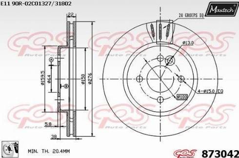 Maxtech 873042.0080 - Гальмівний диск autozip.com.ua