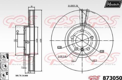 Maxtech 873050.6880 - Гальмівний диск autozip.com.ua