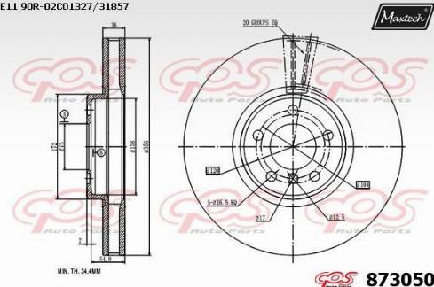 Maxtech 873050.0000 - Гальмівний диск autozip.com.ua