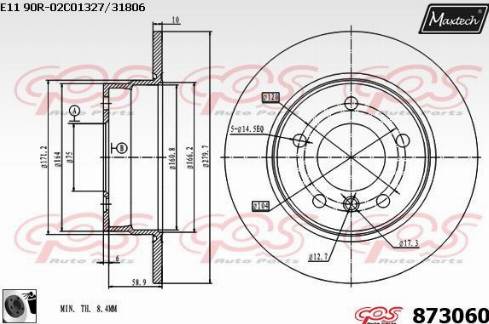 Maxtech 873060.0060 - Гальмівний диск autozip.com.ua