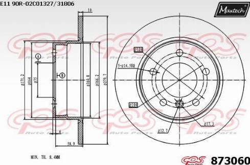 Maxtech 873060.0000 - Гальмівний диск autozip.com.ua