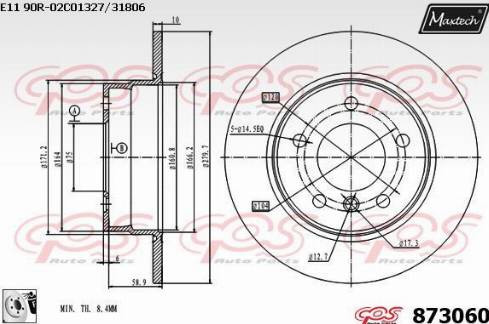 Maxtech 873060.0080 - Гальмівний диск autozip.com.ua