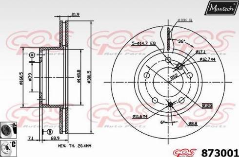 Maxtech 873001.6060 - Гальмівний диск autozip.com.ua