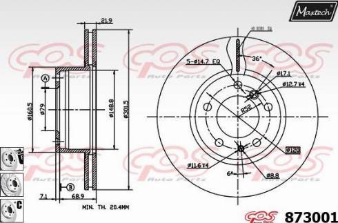 Maxtech 873001.6980 - Гальмівний диск autozip.com.ua