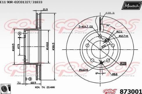 Maxtech 873001.0060 - Гальмівний диск autozip.com.ua