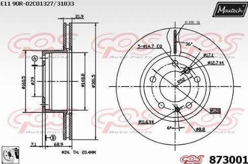 Maxtech 873001.0080 - Гальмівний диск autozip.com.ua