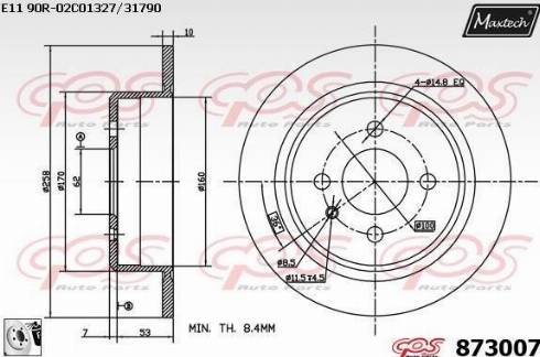 Maxtech 873007.0080 - Гальмівний диск autozip.com.ua