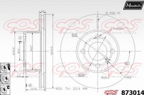 Maxtech 873014.6980 - Гальмівний диск autozip.com.ua