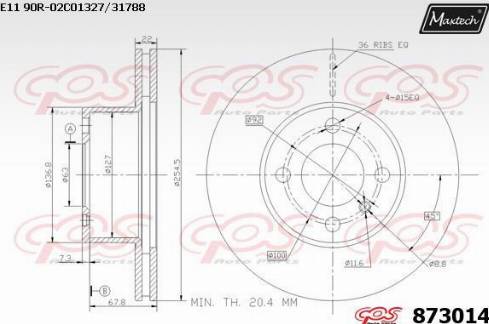 Maxtech 873014.0000 - Гальмівний диск autozip.com.ua